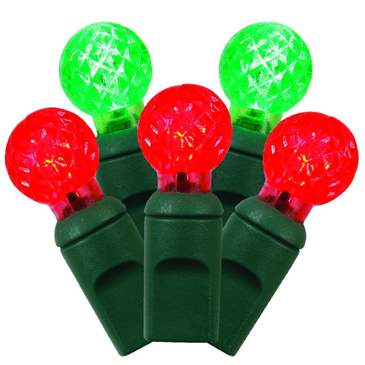 GREEN AND RED G12 LED 70 BULB STRANDS - 4" SPACING