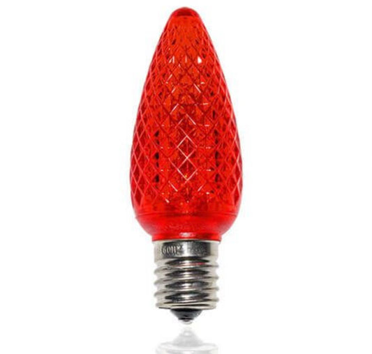 RED - C9 LED BULBS - BAG OF 25- FACETED