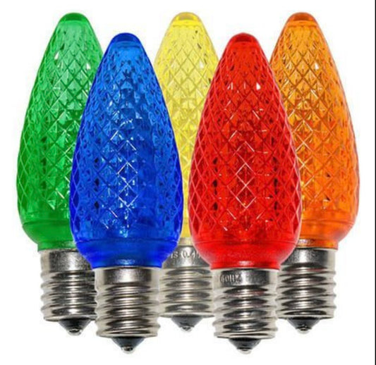 MULTI COLOR - C9 LED BULBS - BAG OF 25- FACETED