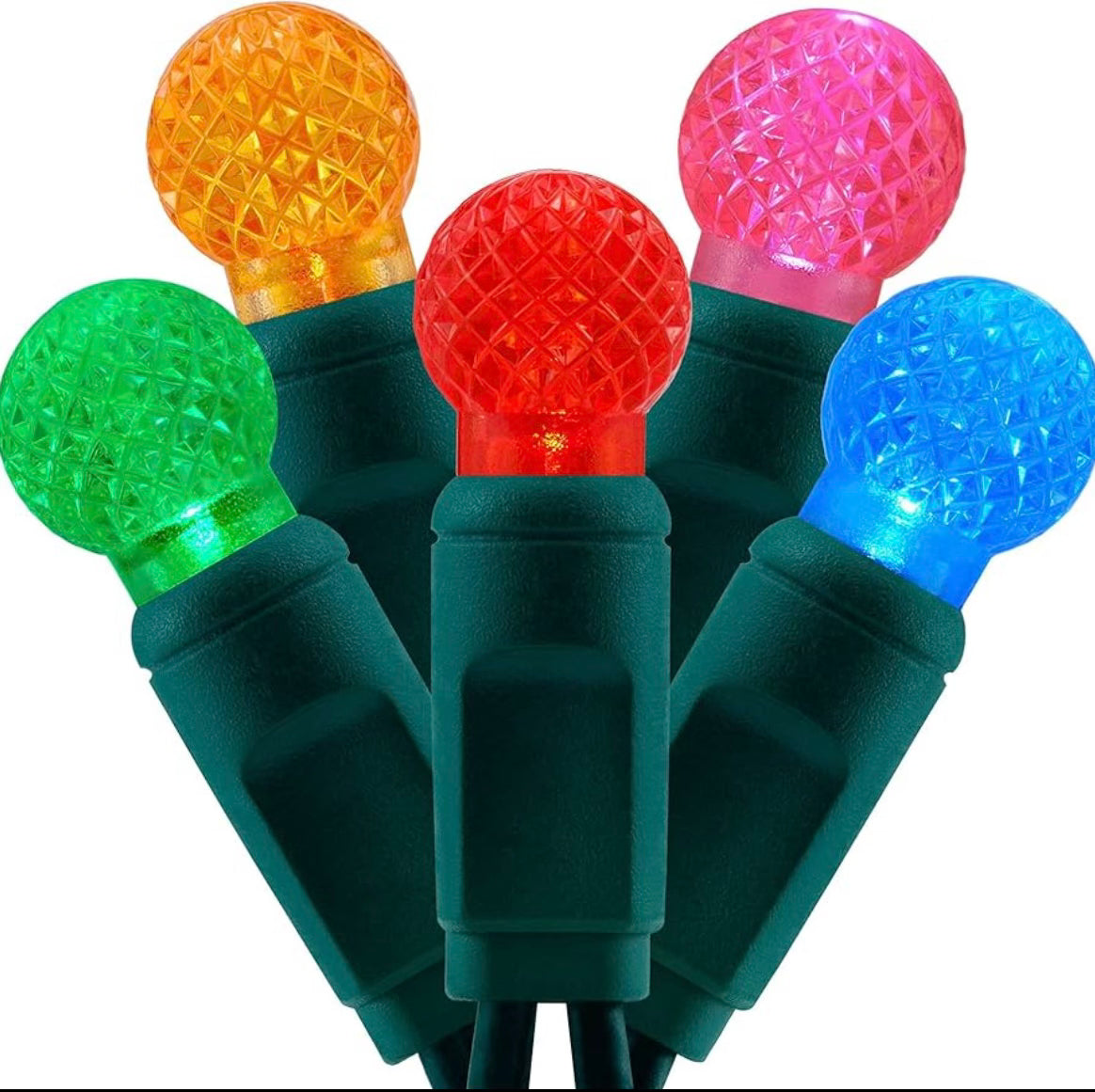 MULTI COLOR G12 LED 70 BULB STRANDS - 4" SPACING