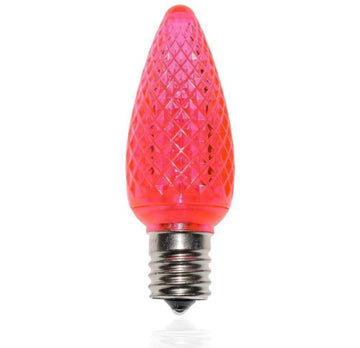 Pink C9 LED Christmas Bulbs – Faceted, Bag of 25