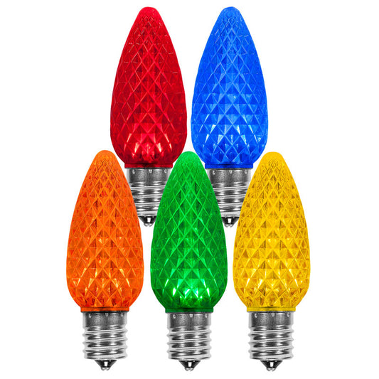MULTI COLOR - C9 LED BULBS - BAG OF 25- FACETED