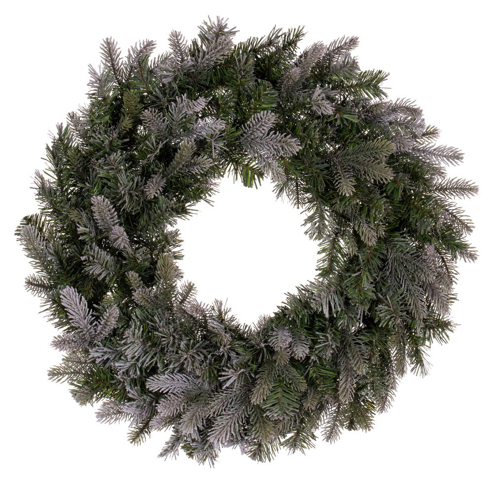 Frosted Douglas fir Christmas wreath on a white background