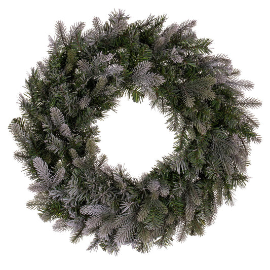 Frosted Douglas fir Christmas wreath on a white background